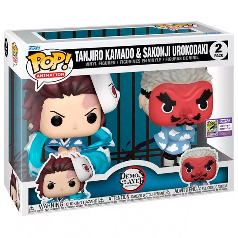 Funko POP Pack 2 Tanjiro Kamado y Sakonji Urokodaki - Demon Slayer: Kimetsu No Yaiba Exclusivo