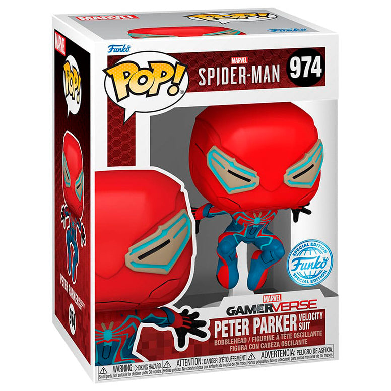 Funko POP Peter Parker Velocity Suit 974 - Spiderman 2 PS5 - Marvel Exclusivo