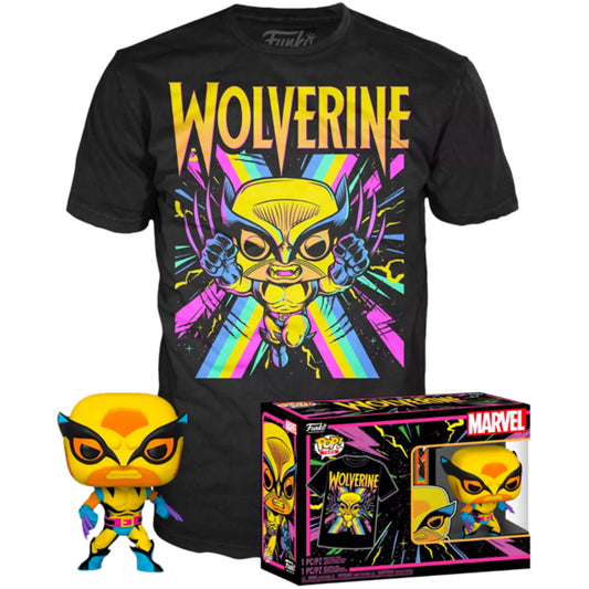 Pack Funko POP + Wolverine T-shirt (Wolverine) Black Light - Exclusive Marvel